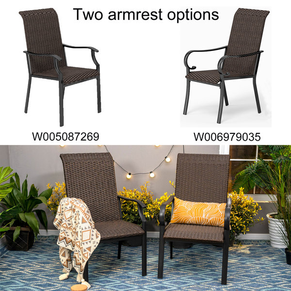 Lark Manor Abhijith 2Pieces Dark Brown Rattan Chair Patio Dining